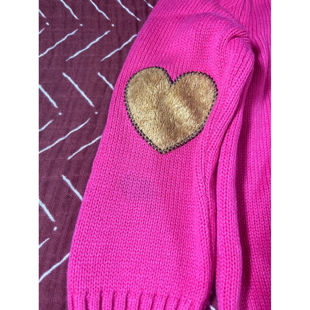 LC Waikiki Girls 5-6Y 110-116cm Pink Reindeer Heart Elbow Patch Knit Sweater - Picture 6 of 7